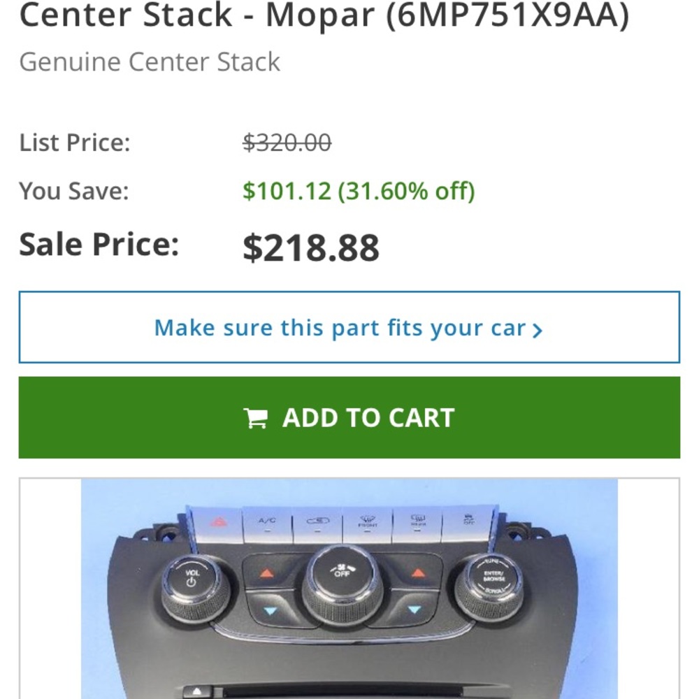 Dodge journey center stack control genuine